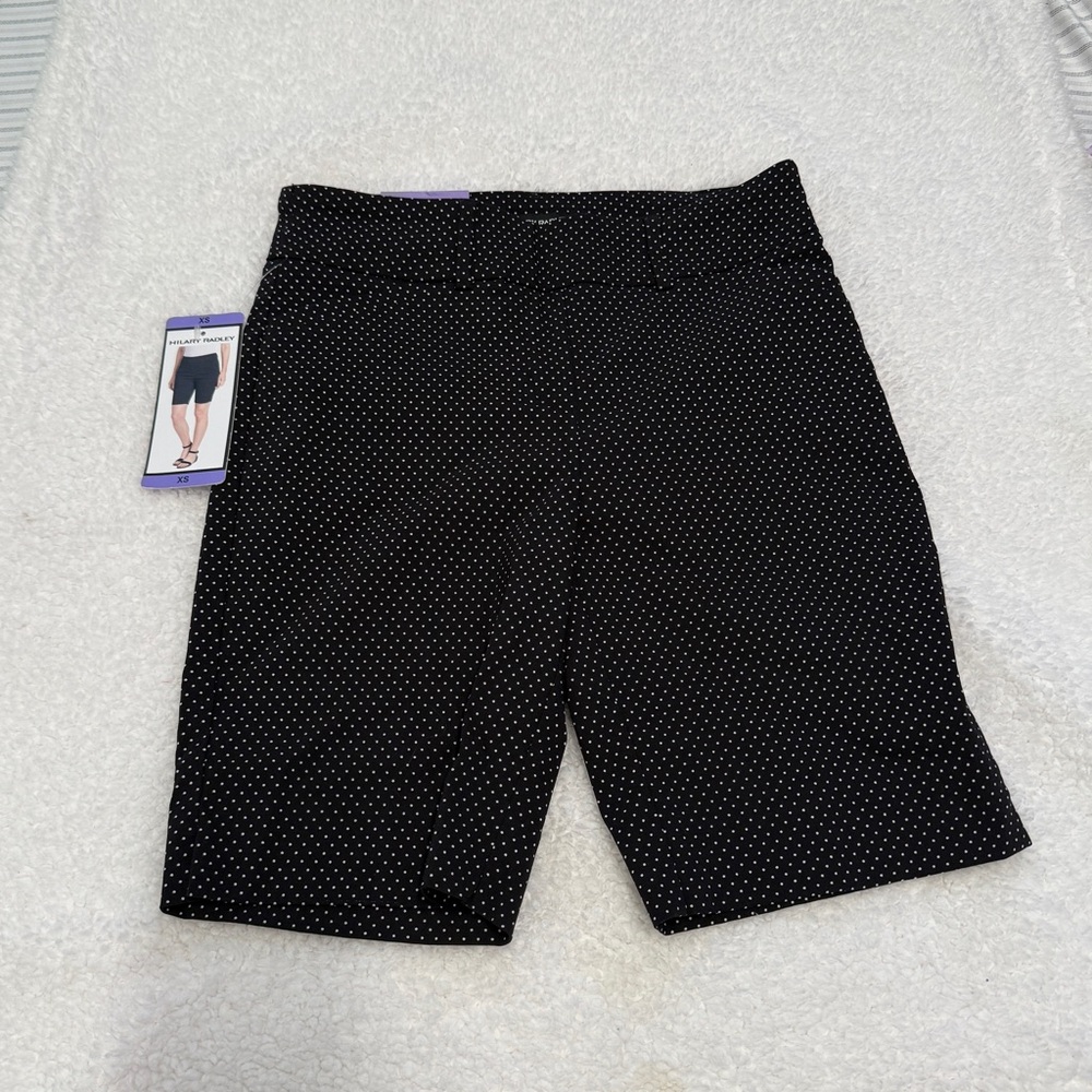 Hilary Radley Black and White Flat Front Shorts